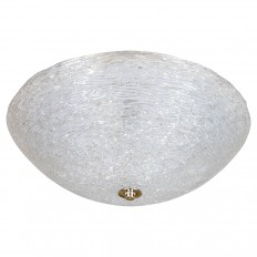 Circular textured ice glass flush mount